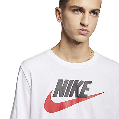 NIKE M NSW tee Icon Futura Camiseta de Manga Corta, Hombre, White/Black/(University Red), L