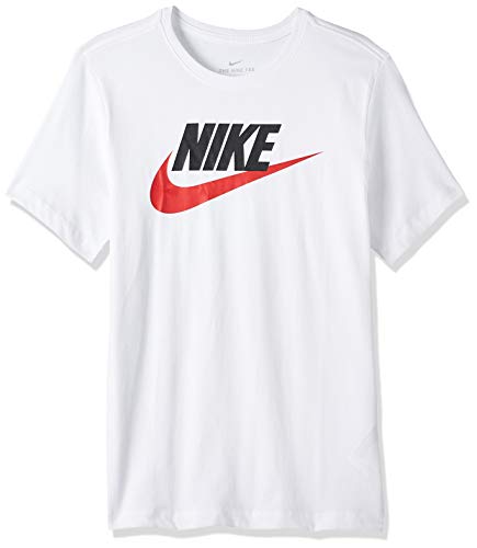 NIKE M NSW tee Icon Futura Camiseta de Manga Corta, Hombre, White/Black/(University Red), L