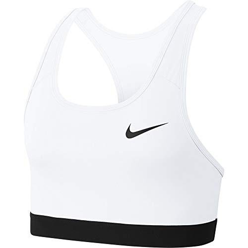 NIKE Med Band Bra Non Pad Sujetador de Deporte, Mujer, White/Black/(Black), L