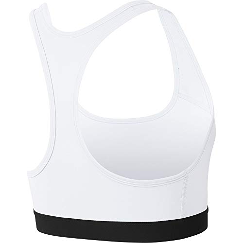 NIKE Med Band Bra Non Pad Sujetador de Deporte, Mujer, White/Black/(Black), L