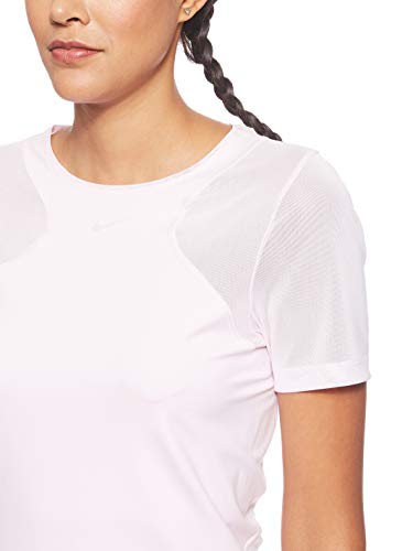 NIKE NP Hypercool Short-Sleeve Camiseta, Mujer, Pink Foam/Clear, M