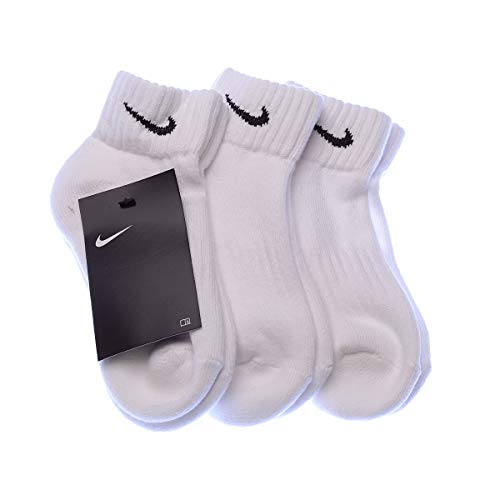 Nike One Quarter Socks 3PPK Value Calcetines para Hombre, Blanco (WHITE/BLACK), 38-42