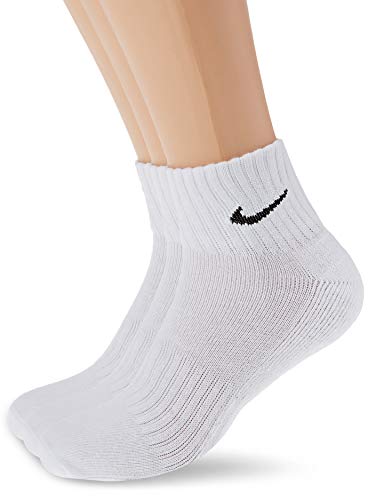 Nike One Quarter Socks 3PPK Value Calcetines para Hombre, Blanco (WHITE/BLACK), 38-42