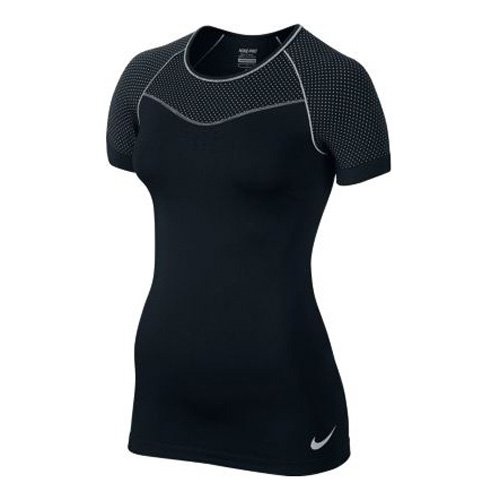 NIKE Pro HC Limitless SS Top Camiseta de Manga Corta, Mujer, Negro (Black/Wolf Grey/Wolf Grey), XS