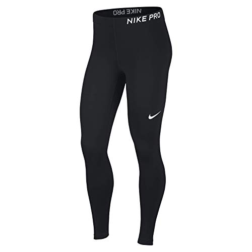 NIKE Pro Tights Mallas, Mujer, Negro/Blanco, L