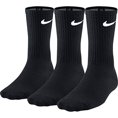 Nike Soken Lightweight Crew Paquete de 3 Pares Calcetines, Hombre, Negro (Black/White), 38-42 EU