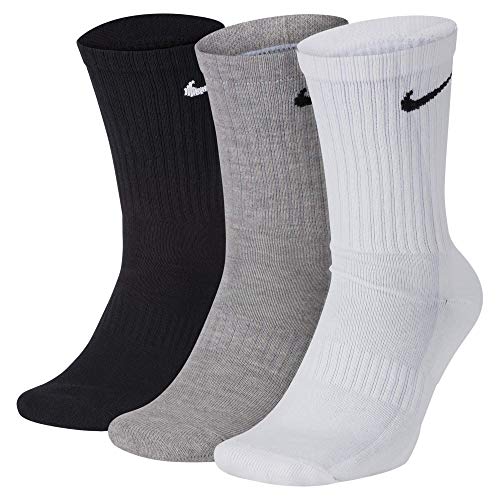 NIKE U NK Everyday Cush Crew 3Pr Calcetines, Unisex Adulto, whblk/dghblk/blkwh, M