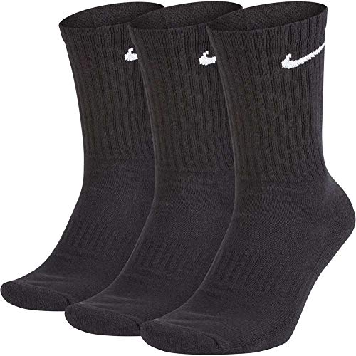 NIKE U NK Everyday Cush Crew 3Pr Socks, Unisex Adulto, Black/White, L