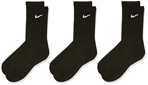 NIKE U NK Everyday Cush Crew 3Pr Socks, Unisex Adulto, Black/White, L