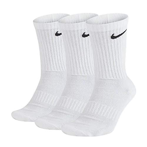 NIKE U NK Everyday Cush Crew 3Pr Socks, Unisex Adulto, White/Black, L