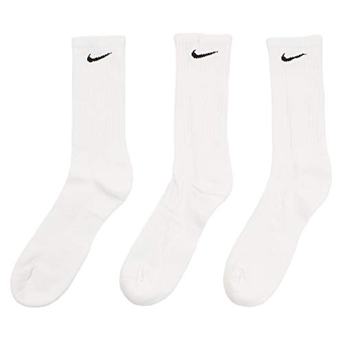 NIKE U NK Everyday Cush Crew 3Pr Socks, Unisex Adulto, White/Black, L