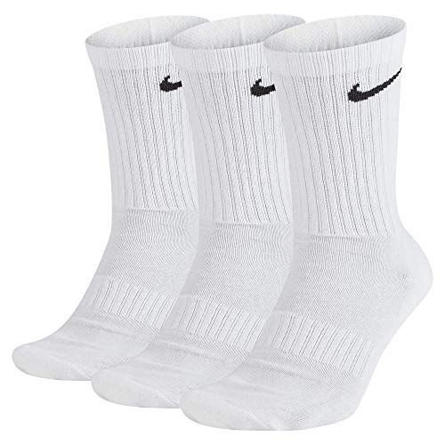 NIKE U NK Everyday Cush Crew 3Pr Socks, Unisex Adulto, White/Black, L