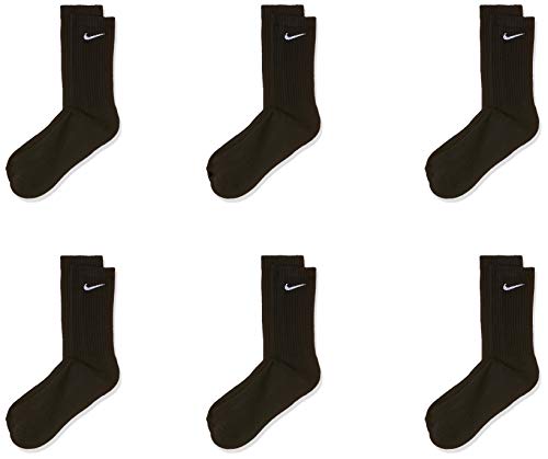 NIKE U NK Everyday Cush Crew 6Pr Calcetines, Hombre, Negro (Black/White), L