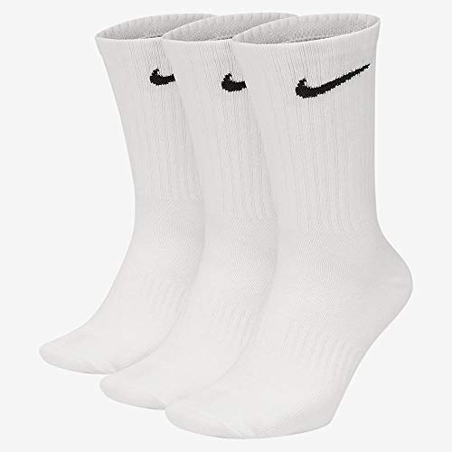 NIKE U NK Everyday LTWT Crew 3Pr Calcetines, Hombre, White/Black, L