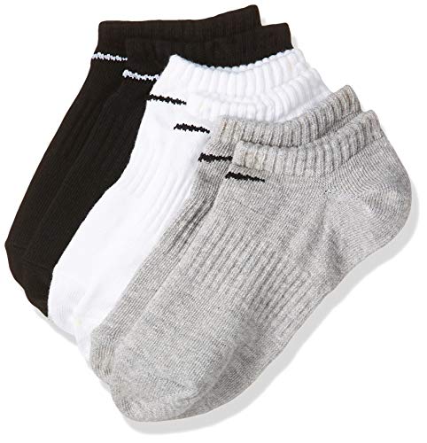 NIKE U NK Everyday Ltwt Ns 3Pr Socks, Unisex adulto, WhBlk/ DghBlk/ BlkWh, L