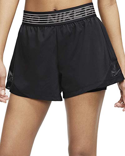 NIKE W NK FLX 2In1 Short Wvn Essnt Pantalones Cortos de Deporte, Mujer, Black/Black/Thunder Grey, S