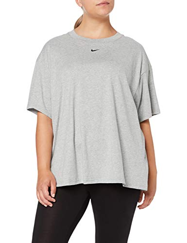 NIKE W NSW Essntl SS Boyft Plus Camiseta, Mujer, Gris (Dk Grey Heather/Black), 54/56