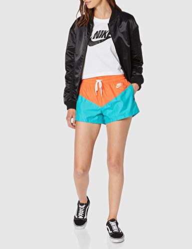 NIKE W NSW Hrtg - Pantalones Cortos para Mujer, W NSW HRTG Short WVN, Mujer, Color Cabana/Césped Naranja/(Blanco), tamaño Large