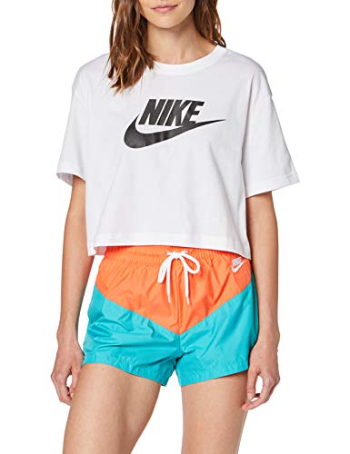 NIKE W NSW Hrtg - Pantalones Cortos para Mujer, W NSW HRTG Short WVN, Mujer, Color Cabana/Césped Naranja/(Blanco), tamaño Large