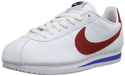 Nike Wmns Classic Cortez Leather, Zapatillas para Mujer, Blanco (White/Varsity Red-Varsity Royal 103), 37.5 EU