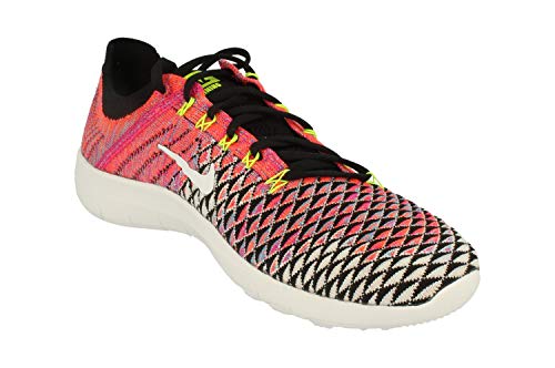 NIKE Women's WMNS Free TR Flyknit 2, Black/White-Volt-Deadly Pink, 6 M US