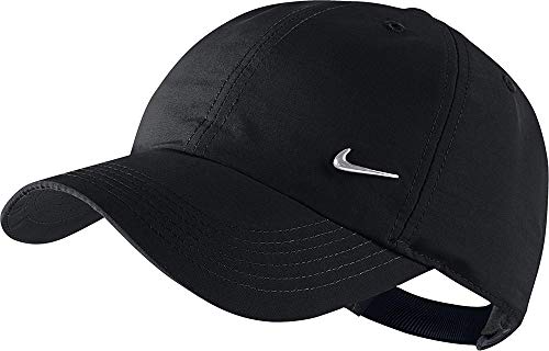 Nike Ya Heritage 86 Swoosh AD - Gorra de tenis unisex para joven, color negro / plateado