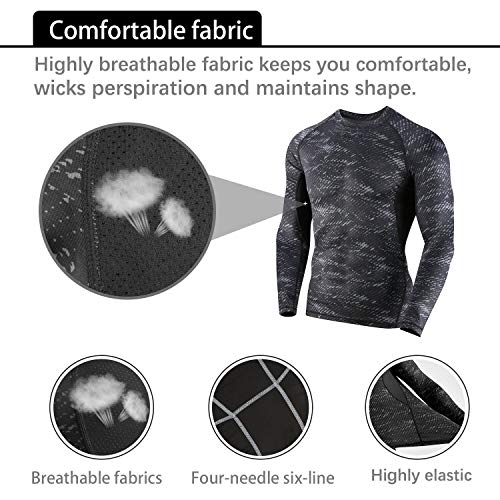 Niksa 3 Piezas Conjunto de Compresion Hombre, Camisetas Compression Mallas Running Pantalon Corto Deporte Ropa Deportiva Hombre para Running, Correr, Gym, Fitness M