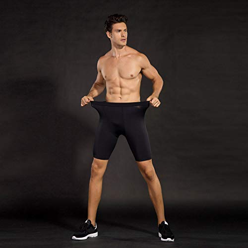 Niksa Mallas Cortas Running Hombre Pantalones Cortos de Compresión para Deporte, Fitness, Gym Negro 2XL