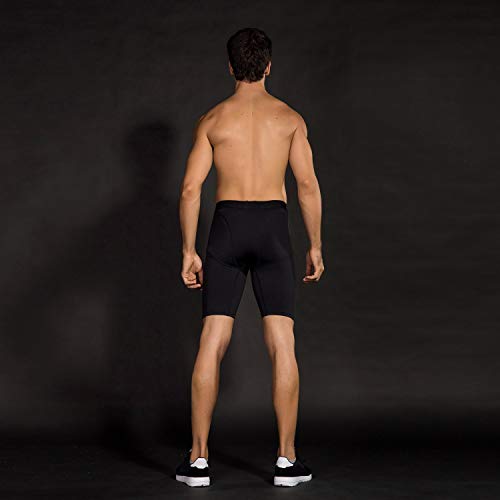 Niksa Mallas Cortas Running Hombre Pantalones Cortos de Compresión para Deporte, Fitness, Gym Negro Large