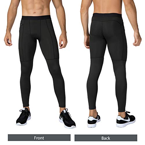 Niksa Mallas Hombre Deporte Leggings Deporte Pantalón Largo de Compresión Negro Gris 2X