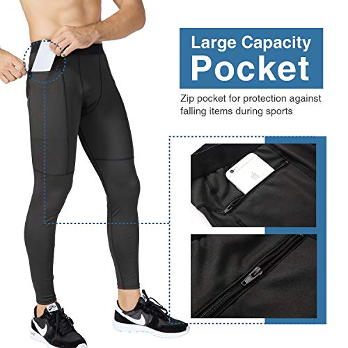 Niksa Mallas Hombre Running Leggings Deporte Pantalones Largos de Compresión Negro Gris Small