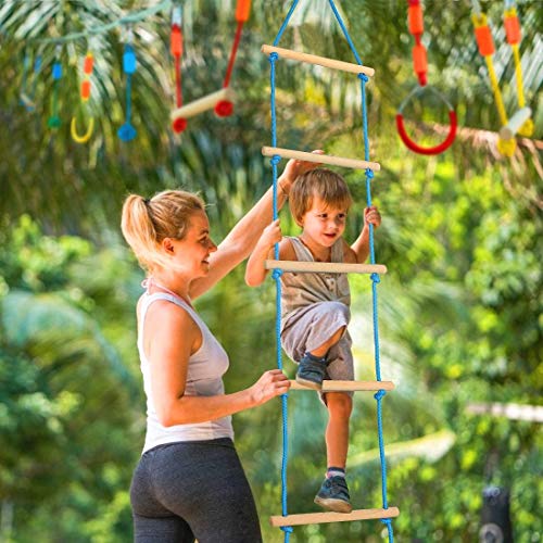 Ninja Obstacle Course Line Kit Slackline, Ninja Slackline Monkey Bar Kit Outdoor Tree Hanging Obstáculos Line Training Equipment Patio Al Aire Libre Diversión para Niños Adultos