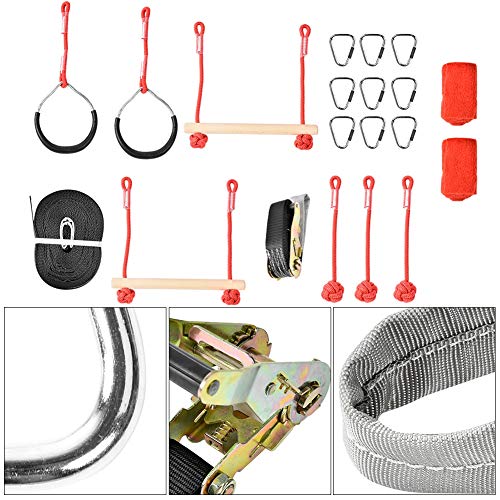 Ninja Rope Ninja Slackline Monkey Bar Kit Obstáculos para Colgar árboles Al Aire Libre Accesorios