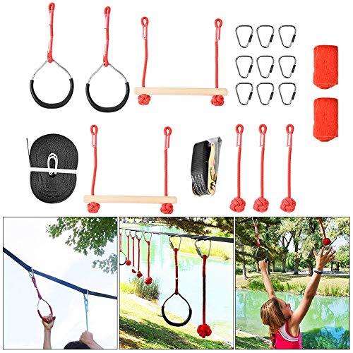 Ninja Rope Ninja Slackline Monkey Bar Kit Obstáculos para Colgar árboles Al Aire Libre Accesorios