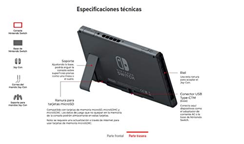 Nintendo Switch - Consola Estándar, Color Azul Neón/Rojo Neón (Modelo 2019)