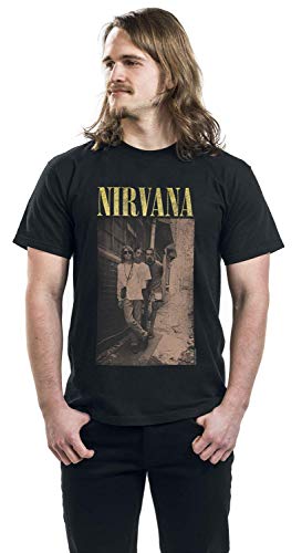 Nirvana Camiseta Oficial de Manga Corta con Estampado Alleyway - Negro M