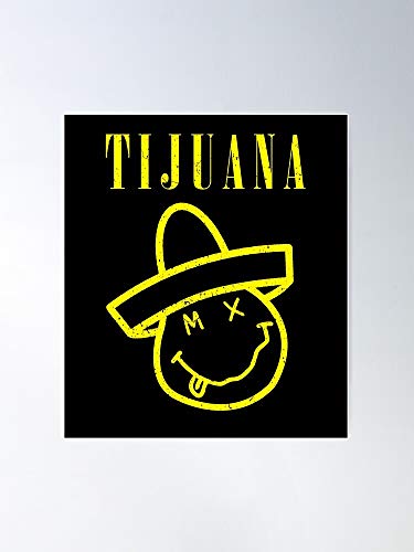 Nirvana Yellow Nevermind Smiley Parody Tijuana Sombrero Mexico Regalo para la decoración del hogar Wall Art Print Poster 11.7 x 16.5 inch
