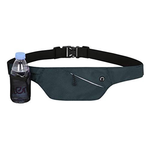 niumanery Running Belt Fanny Pack Bum Bag with Water Bottle Holder and Earphone Outlet Dark Blue