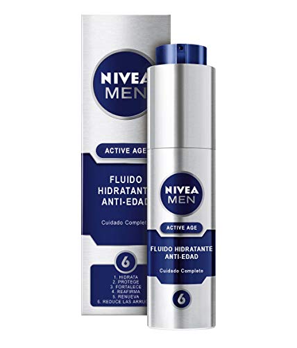 Nivea Men Pack Active Age, Caja de Regalo, Fluido Hidratante Facial de Día 1 x 50 ml y Crema Regeneradora de Noche 1 x 50 ml, Kit para Hombres con Cremas Antiedad