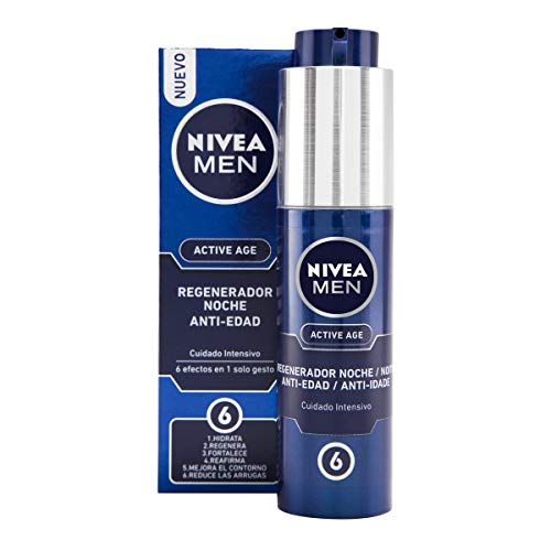 Nivea Men Pack Active Age, Caja de Regalo, Fluido Hidratante Facial de Día 1 x 50 ml y Crema Regeneradora de Noche 1 x 50 ml, Kit para Hombres con Cremas Antiedad