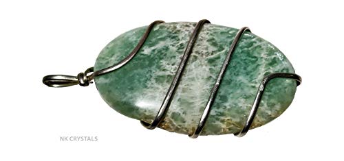 NK CRYSTALS Amazonite Crystal Colgante Espiral Jaula Collar Colgante Gemstones Reiki Curación Natural Palm Stones Regalos Espirituales