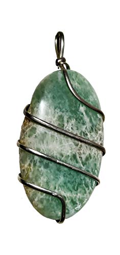 NK CRYSTALS Amazonite Crystal Colgante Espiral Jaula Collar Colgante Gemstones Reiki Curación Natural Palm Stones Regalos Espirituales