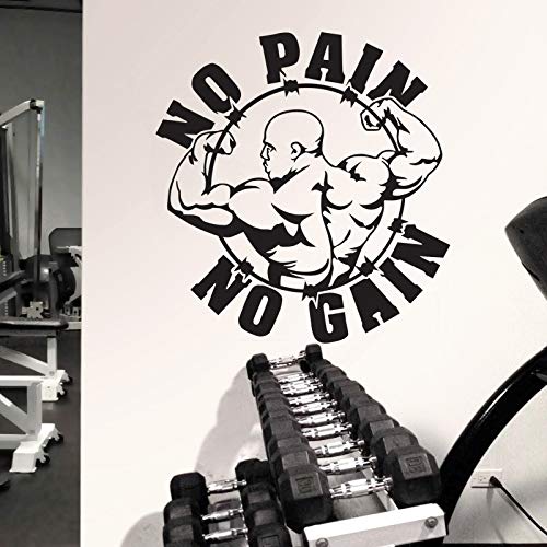No Pain No Gain Fitness Club Decal Body building Vinyl Wall Decals Decor Mural Gym Sticker Fitness Crossfit Decal Gym Sticker 116x122cm