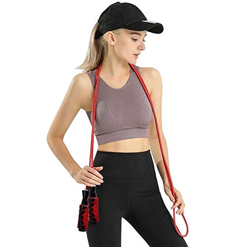 No se marca correas de alta velocidad saltar la cuerda Saltar la cuerda Crossfit Fitness Equipment doble cojinete de soporte de peso de algodón cuerda de nylon cuerda de salto (Color: Rojo, Tamaño: Li