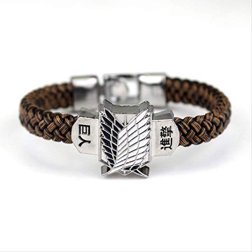 nobranded Attack On Titan Logo Pulseras De Cuero para Mujeres Hombres Pulsera Hebilla Pulseras Anime Accesorios De Joyería