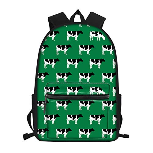 Nopersonality Sloth Dog - Mochila escolar para niñas, diseño de girasoles, ligera, Cow Green (Verde) - Nopersonality