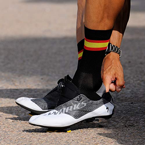 NORTEI - Calcetines Bandera España para Ciclismo, MTB y Running de Meryl para Hombre y Mujer – Spain – (M(40-42), Negro)