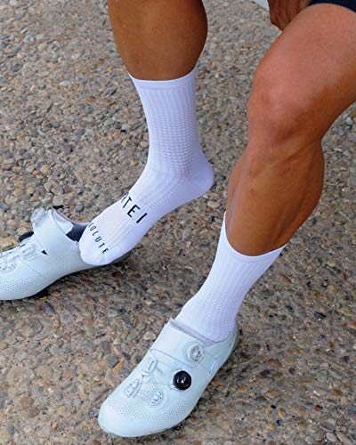 NORTEI Calcetines Blancos para Ciclismo, MTB y Running de Caña Alta para Hombre y Mujer – Absolute White (L-XL (43-46))