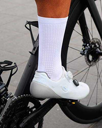 NORTEI Calcetines Blancos para Ciclismo, MTB y Running de Caña Alta para Hombre y Mujer – Absolute White (L-XL (43-46))