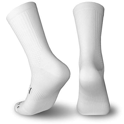 NORTEI Calcetines Blancos para Ciclismo, MTB y Running de Caña Alta para Hombre y Mujer – Absolute White (L-XL (43-46))